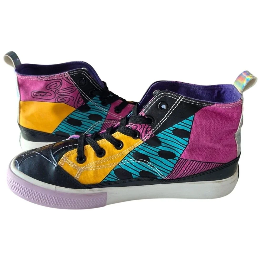 Disney Nightmare Before Christmas Jack Sally Patchwork High Top Sneakers Size 7